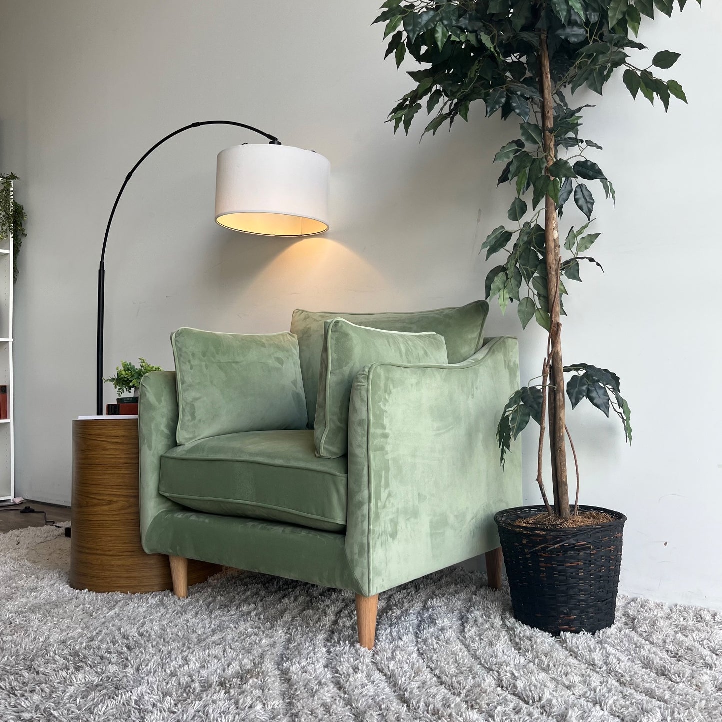 Interior Define Caitlin Accent Chair Celadon Plush Performance Velvet