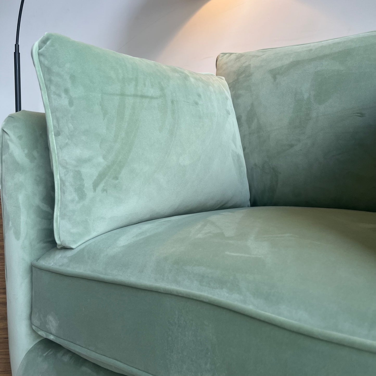 Interior Define Caitlin Accent Chair Celadon Plush Performance Velvet