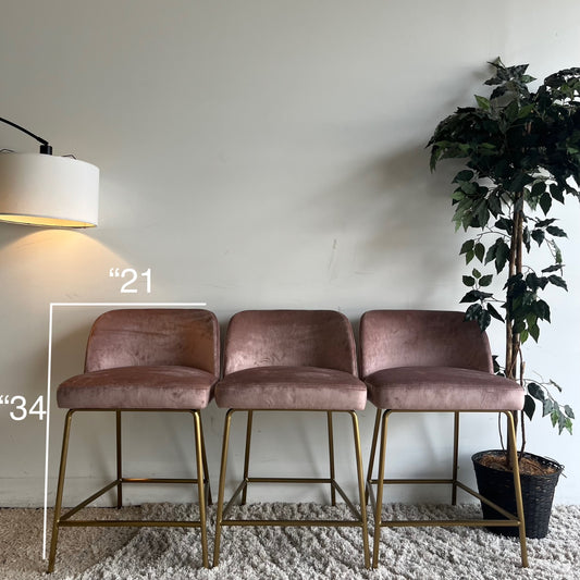 Interior Define Graham stools in Pink Velvet set of 3