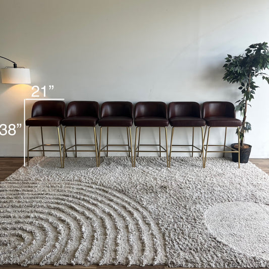 Interior Define Graham burgundy leather bar stool (set of 6)