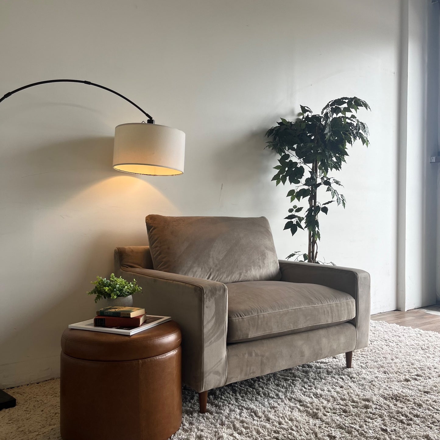 Interior Define Sloan oversized accent chair in Taupe Velvet