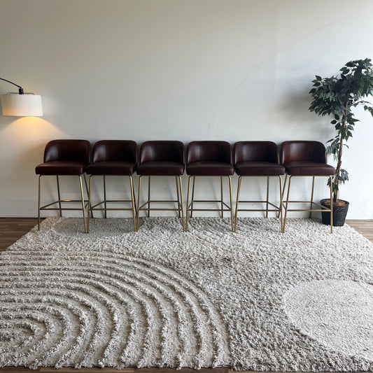 Interior Define Graham burgundy leather bar stool (set of 6)