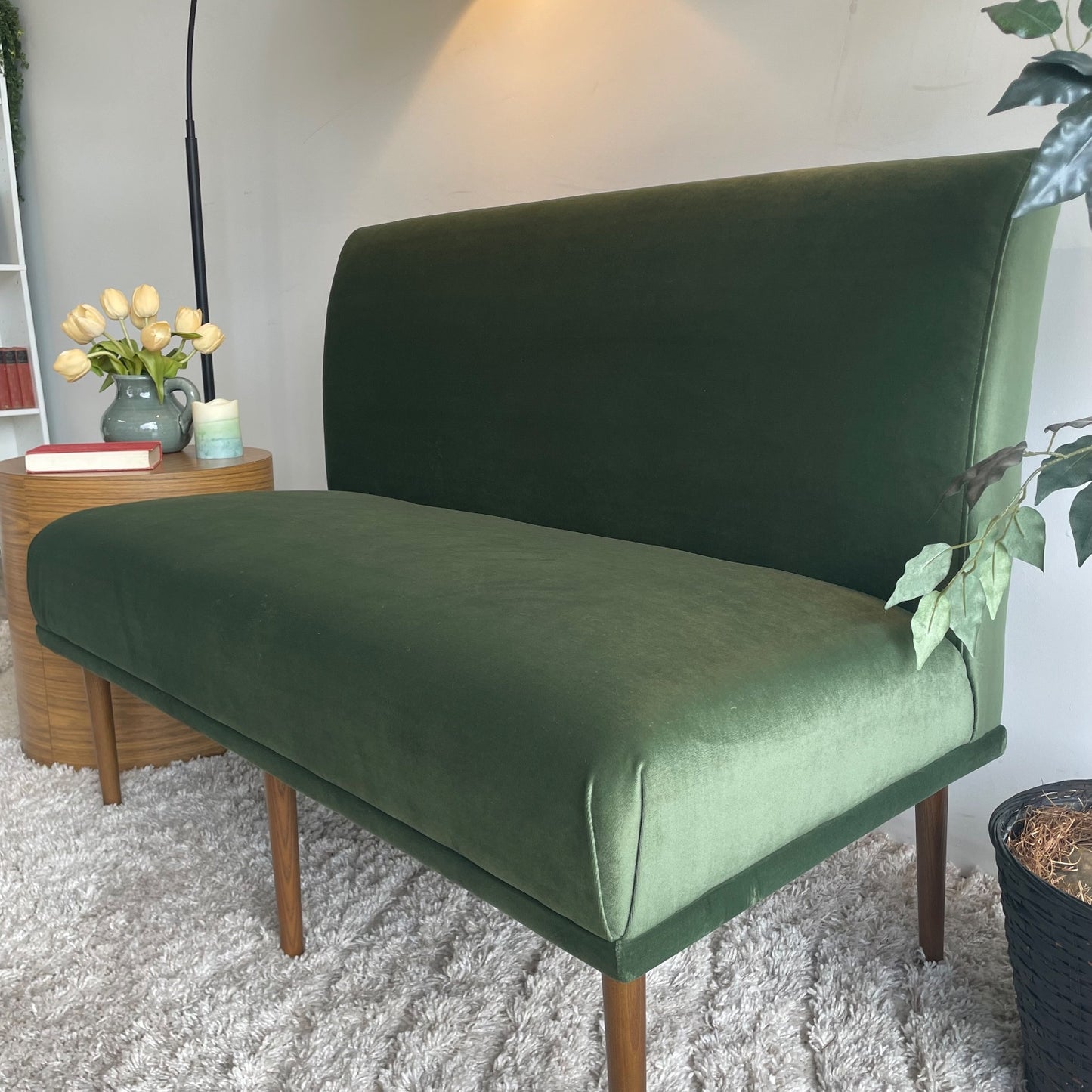 Interior Define Dorian Armless Bench in Sage Performance Velvet Green