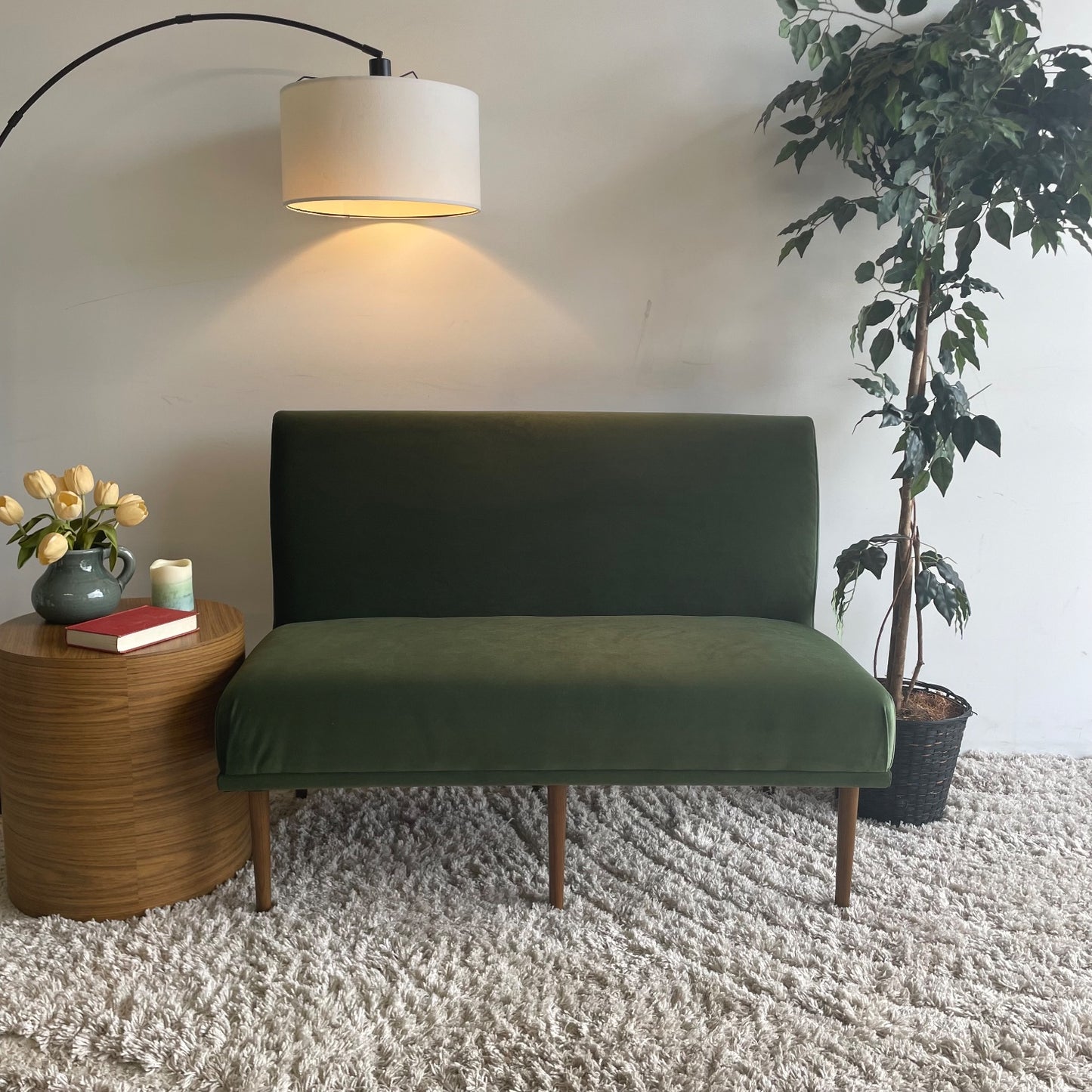 Interior Define Dorian Armless Bench in Sage Performance Velvet Green