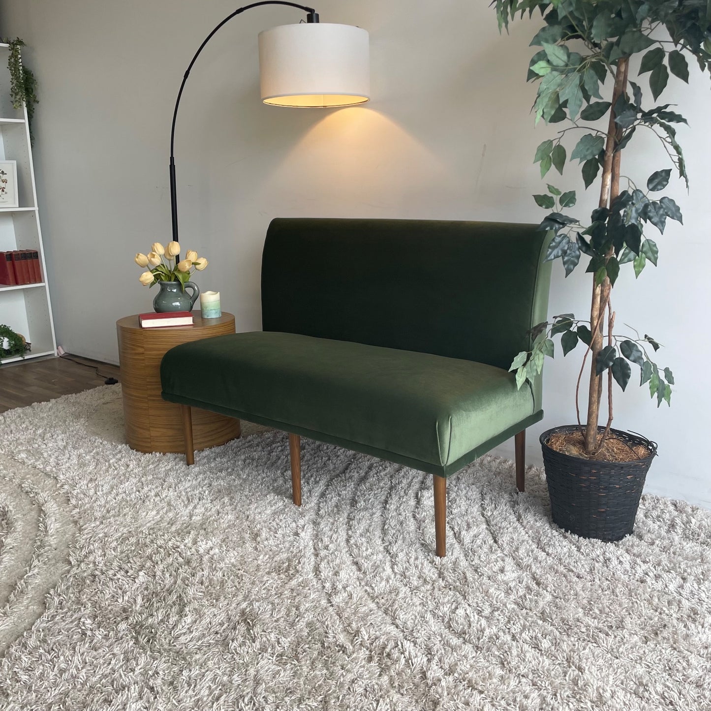 Interior Define Dorian Armless Bench in Sage Performance Velvet Green