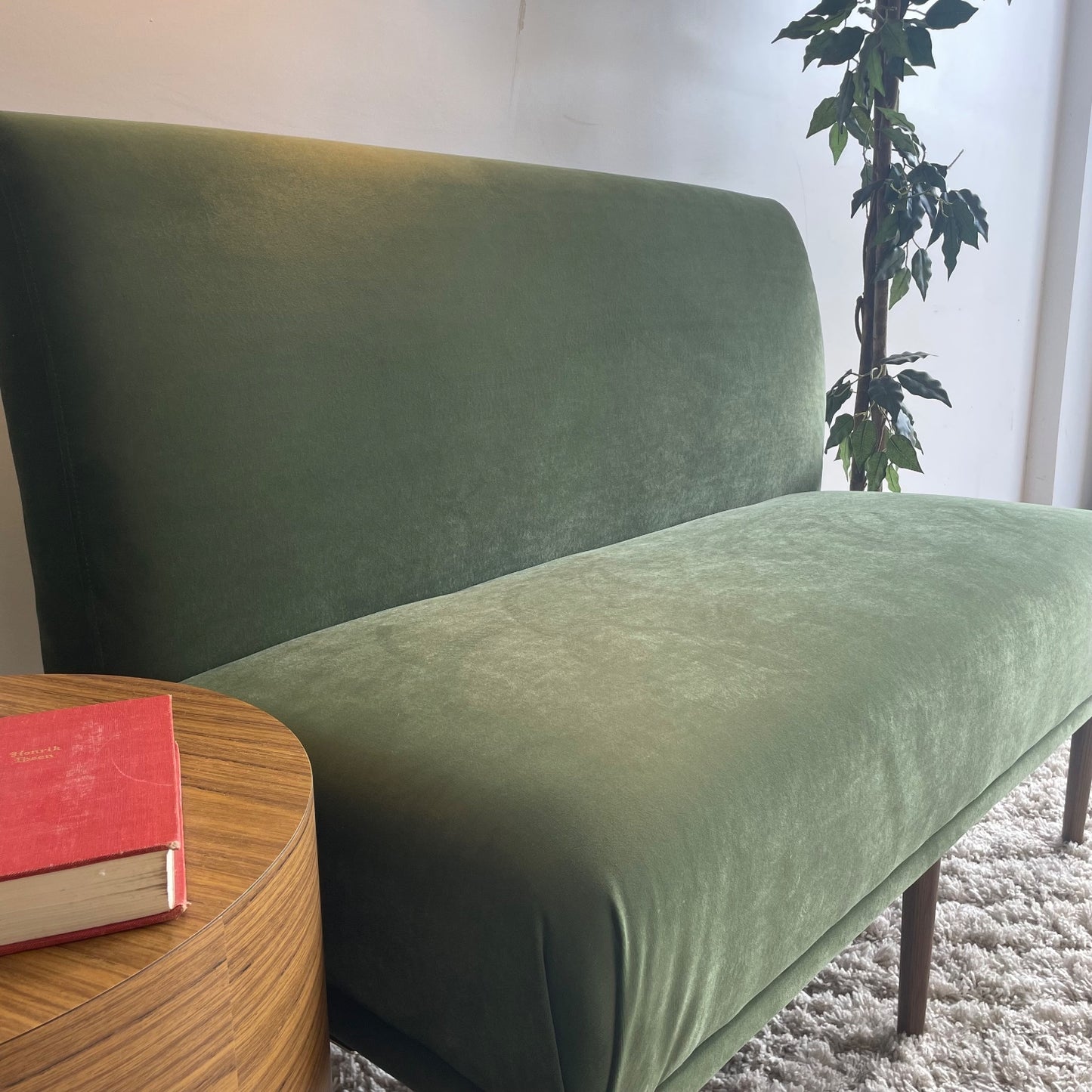 Interior Define Dorian Armless Bench in Sage Performance Velvet Green