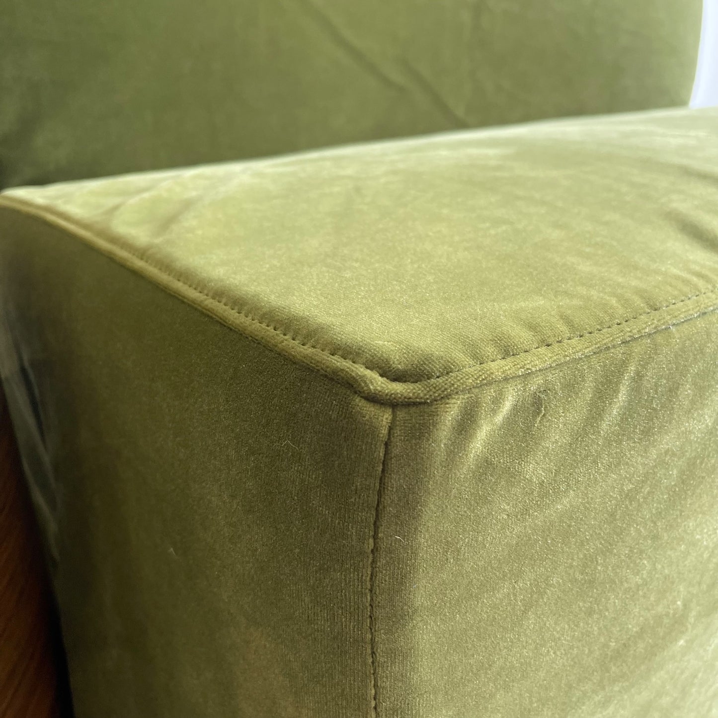 Interior Define Dorian Armless Slipcover Bench in Sage Performance Velvet