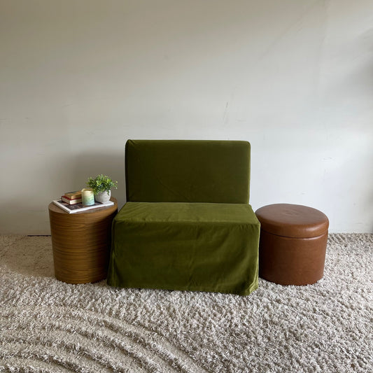 Interior Define Dorian Armless Slipcover Bench in Sage Performance Velvet