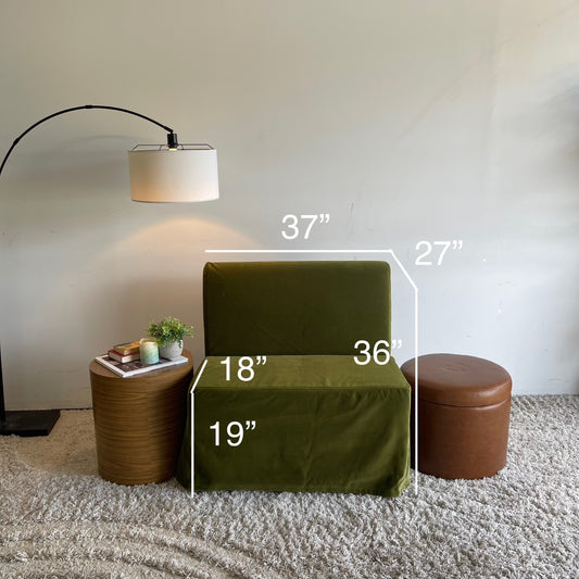 Interior Define Dorian Armless Slipcover Bench in Sage Performance Velvet