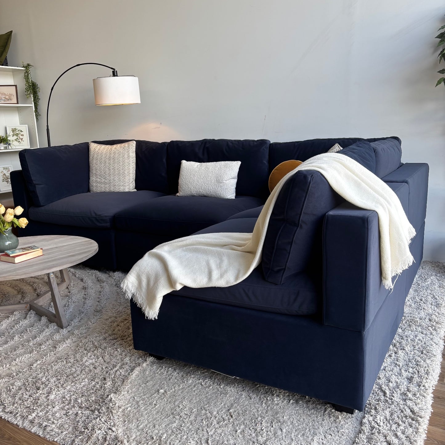 Albany Park Kova Modular 4 Pc sectional in Velvet Navy Blue
