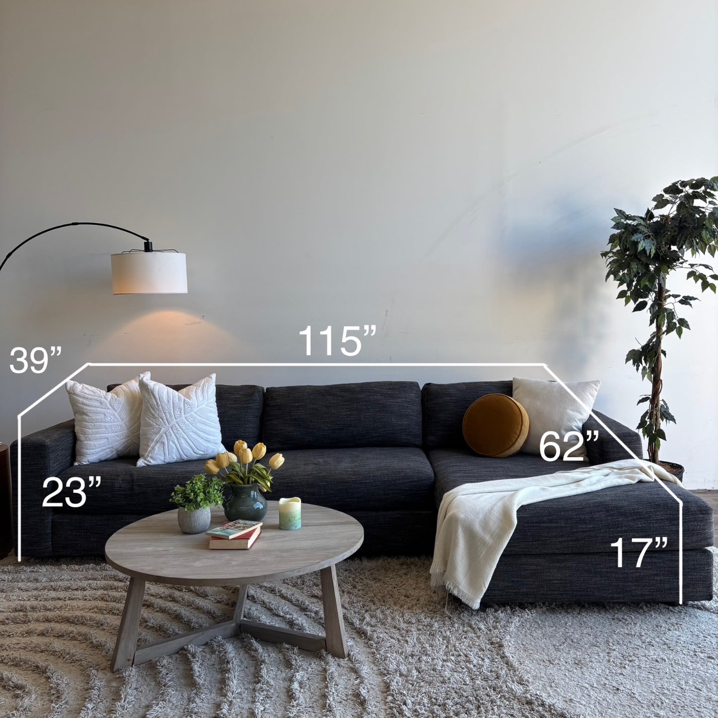 West Elm Urban 2pc L Sectional in Gray
