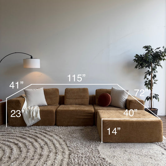 Puffer Couch Modular 4pc in Marigold