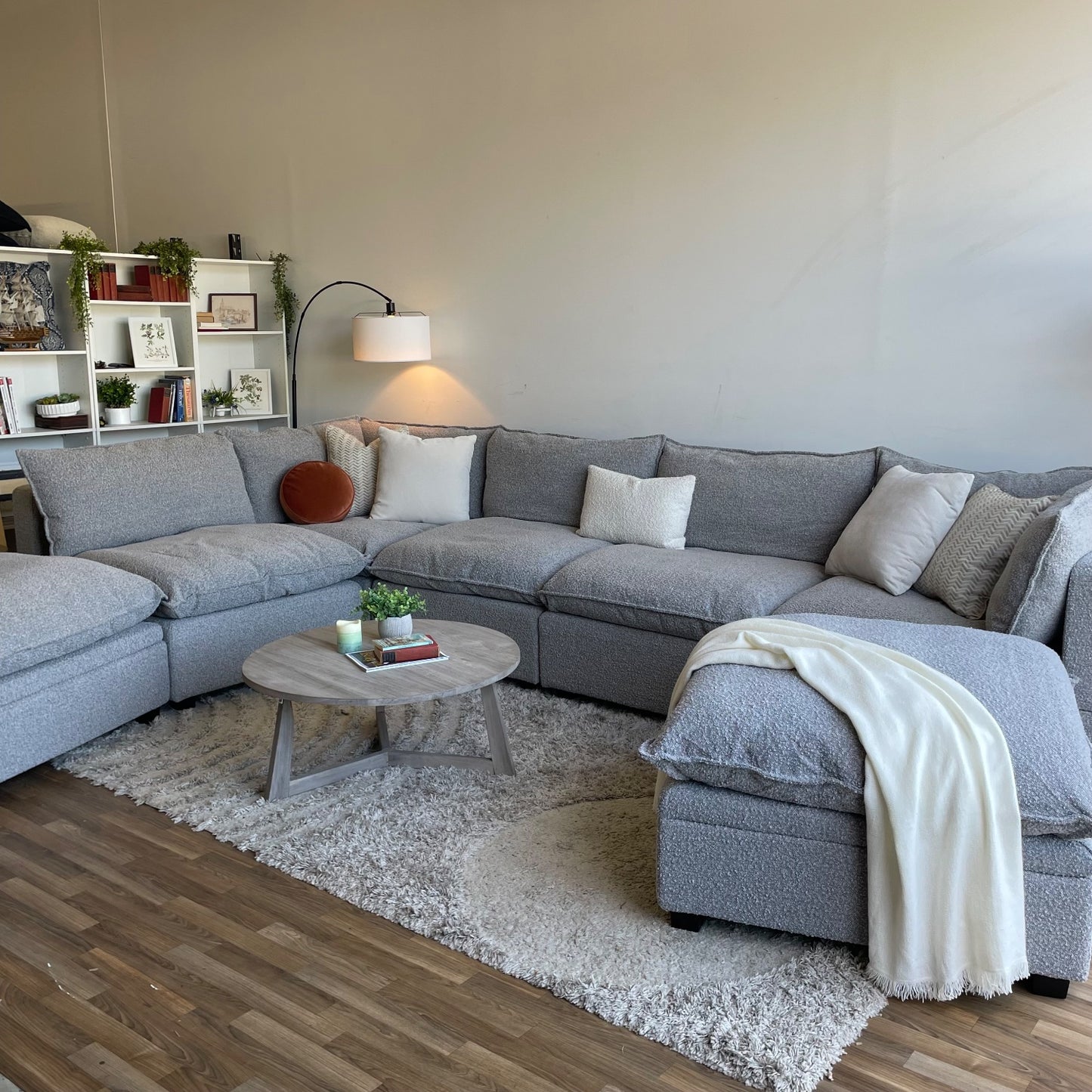 Albany Park Kova Modular 7 Pc Sectional in Smoke Performance Bouclé