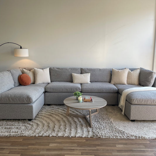 Albany Park Kova Modular 6 Pc Sectional in Smoke Performance Bouclé