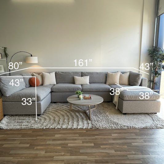 Albany Park Kova Modular 6 Pc Sectional in Smoke Performance Bouclé