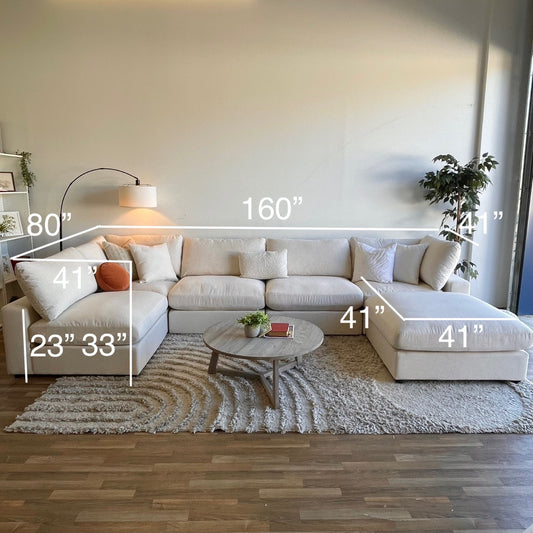 Serene U-Shaped Sectional in Linen Beige