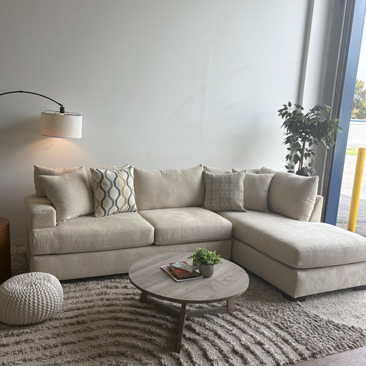 Marin 2 Piece L-Shape Sectional in Cream Chenille