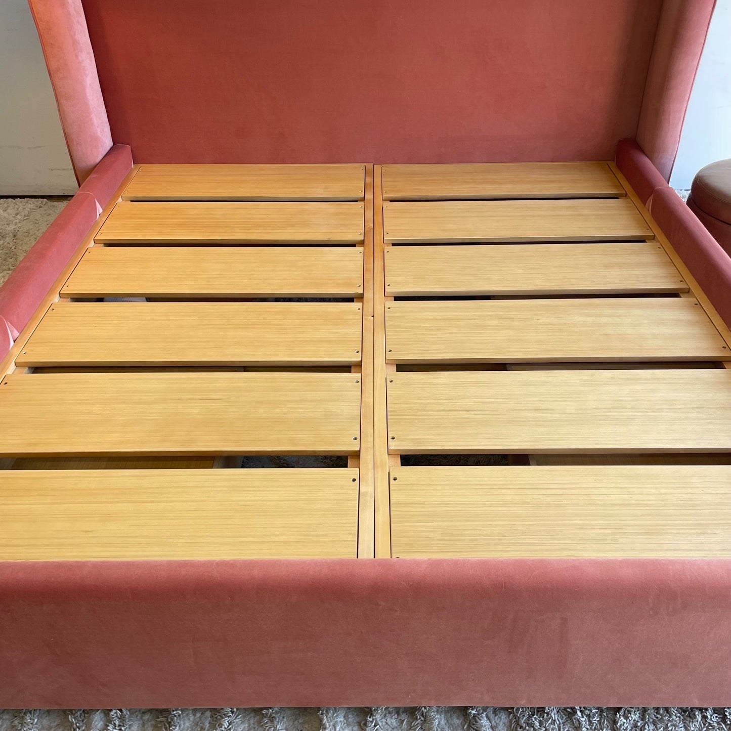Interior Define Graham King Bed with storage in Blush Performance Velvet