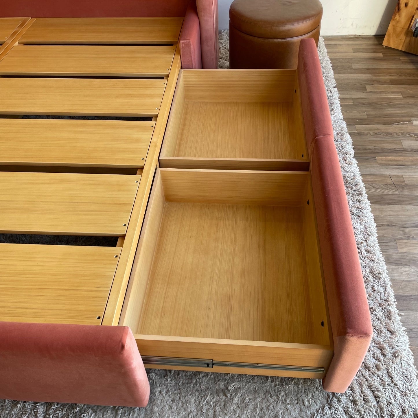 Interior Define Graham King Bed with storage in Blush Performance Velvet