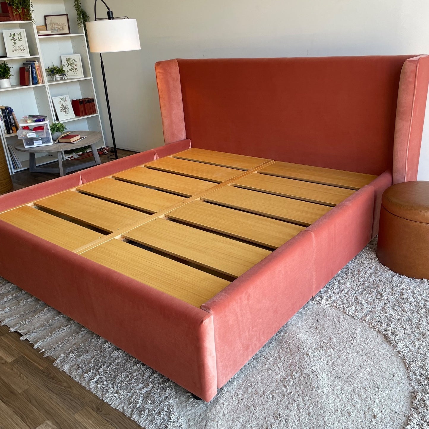 Interior Define Graham King Bed with storage in Blush Performance Velvet