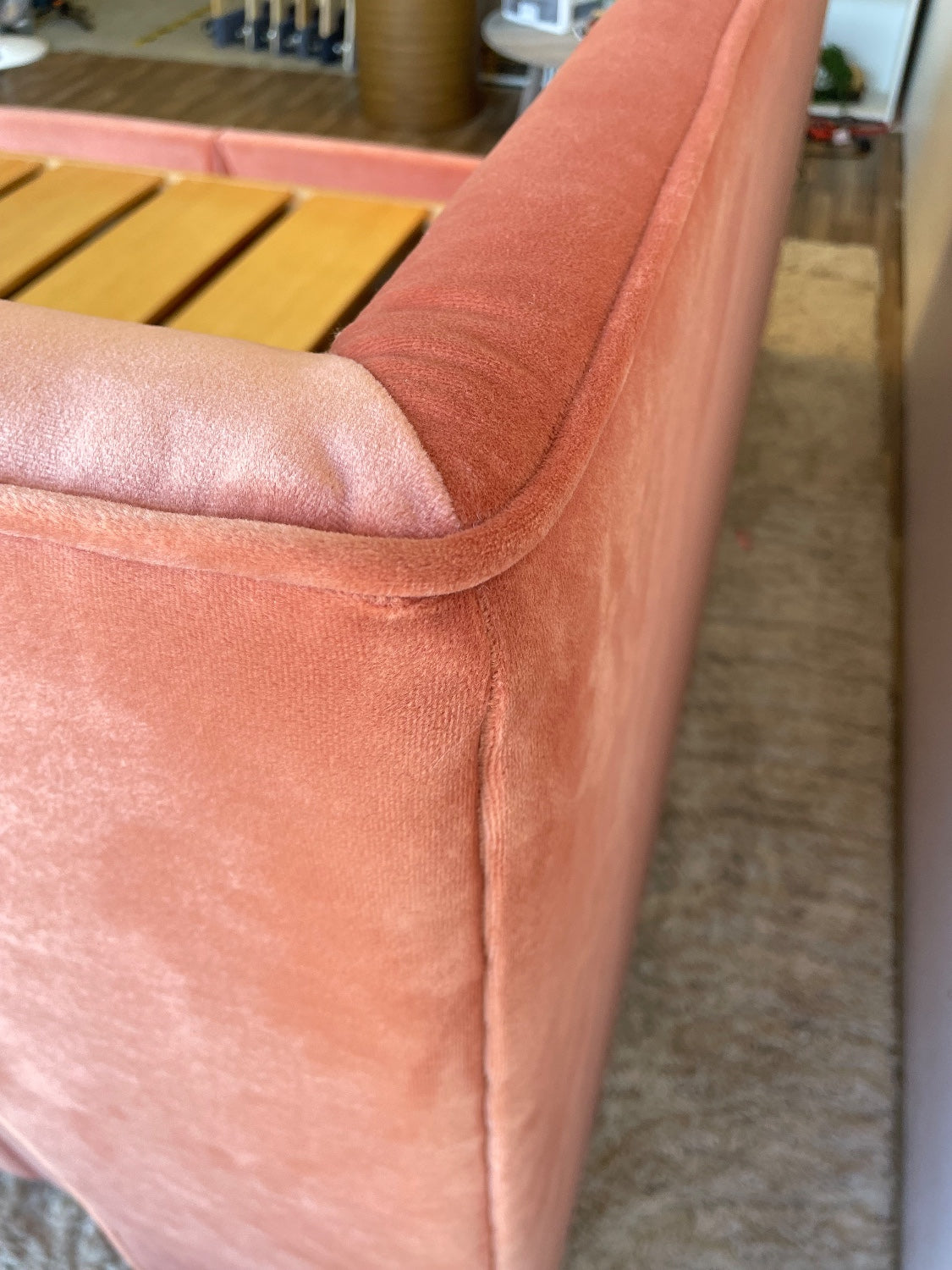 Interior Define Graham King Bed with storage in Blush Performance Velvet