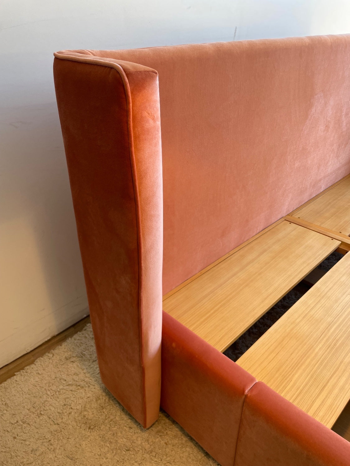Interior Define Graham King Bed with storage in Blush Performance Velvet