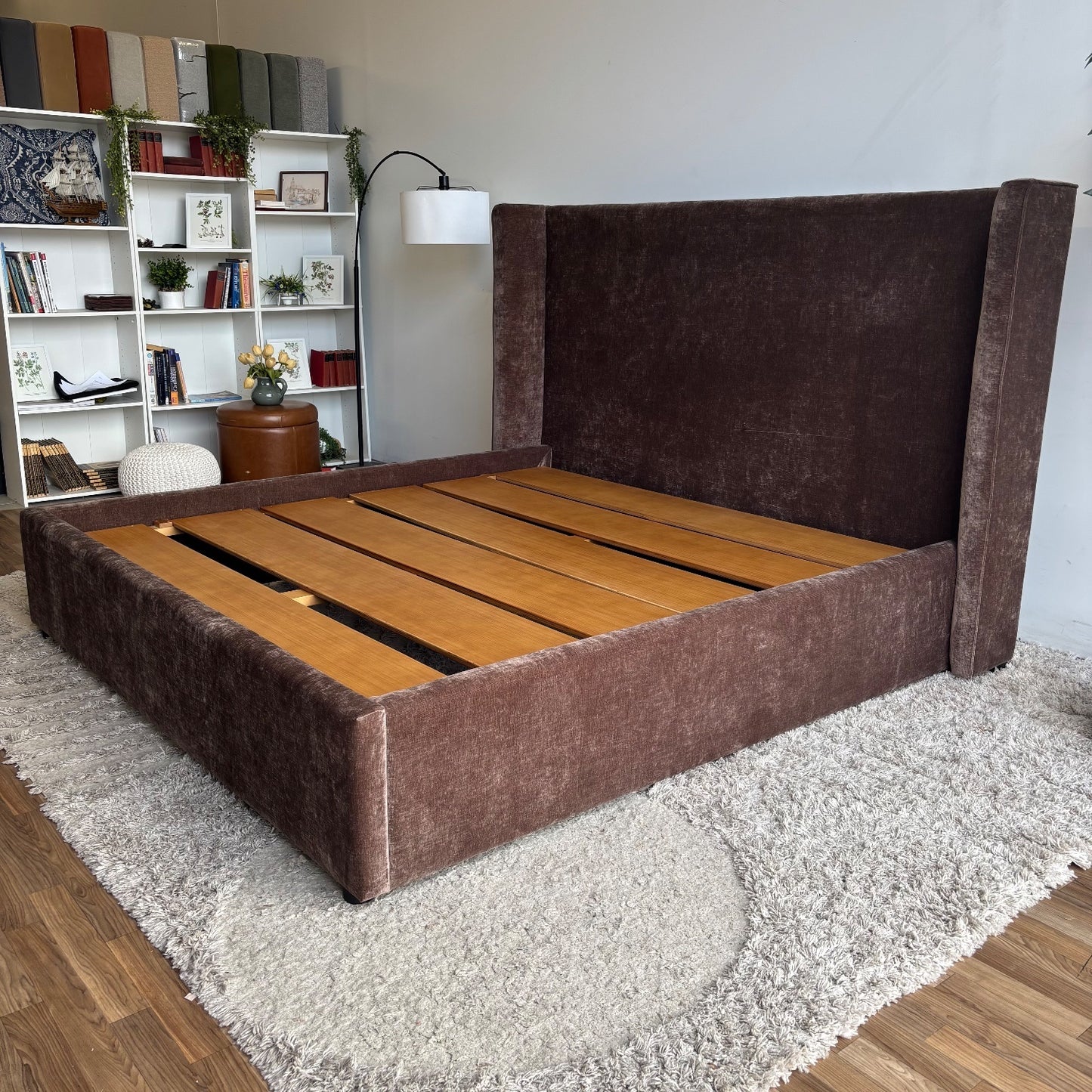 Interior Define Graham King size Bed in Brown Performance Fabric