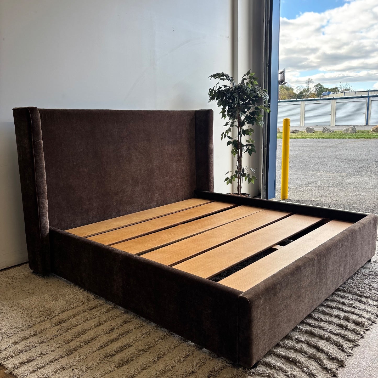 Interior Define Graham King size Bed in Brown Performance Fabric