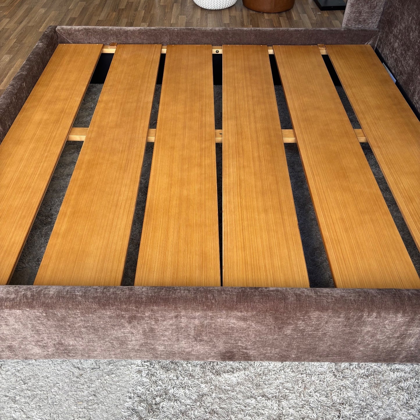 Interior Define Graham King size Bed in Brown Performance Fabric