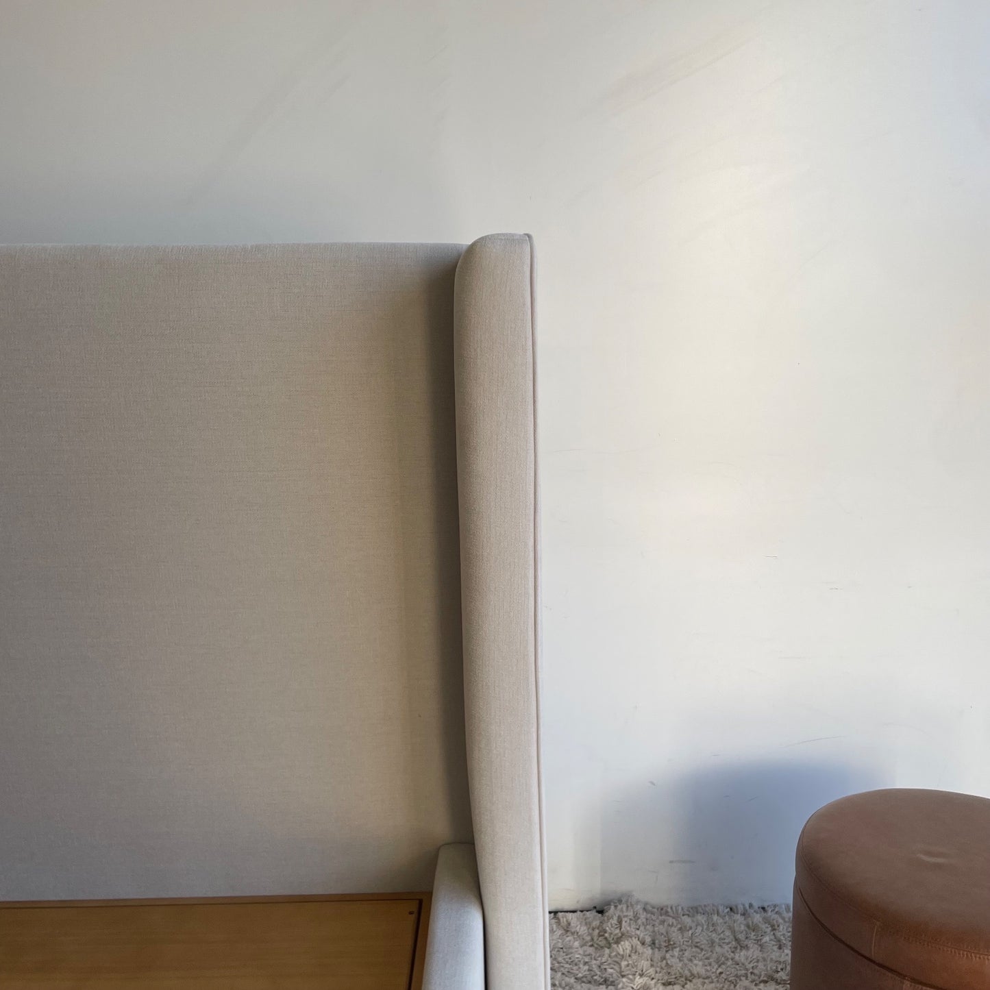 Interior Define Graham queen Bed with storage in Cream Performance Fabric