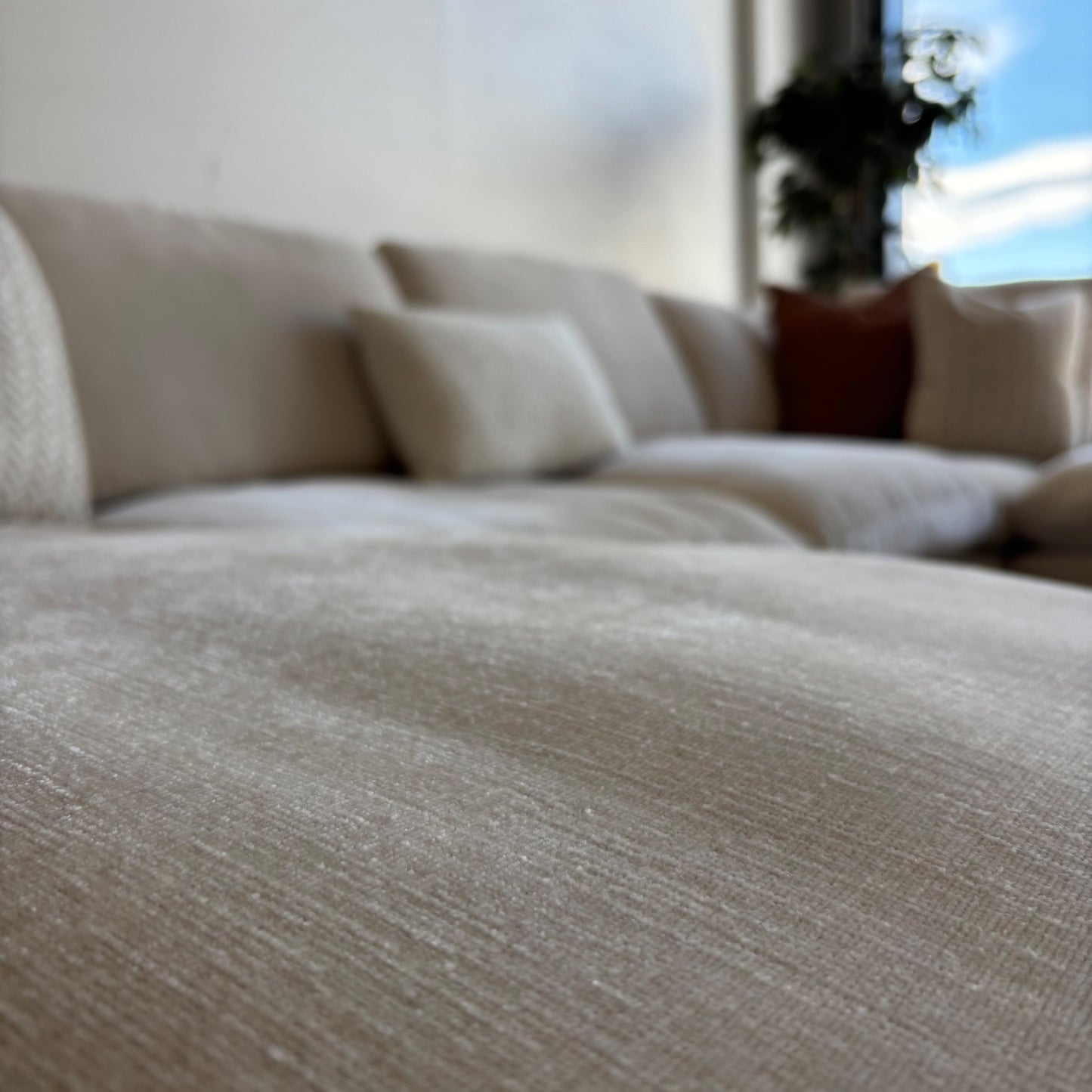 Lakeview Double Chaise in Vanilla Low Pile Velvet