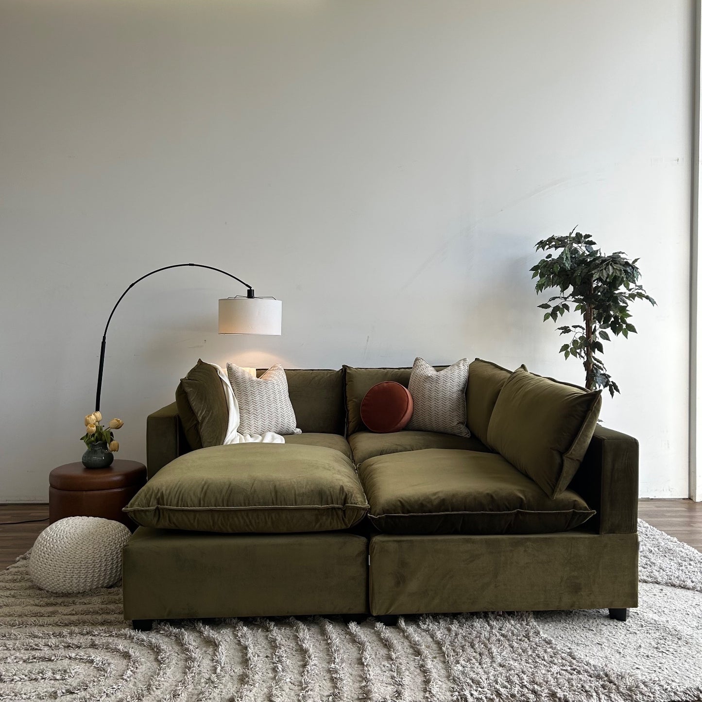 Bellamia Luna Bed Configuration in Green Performance Velvet