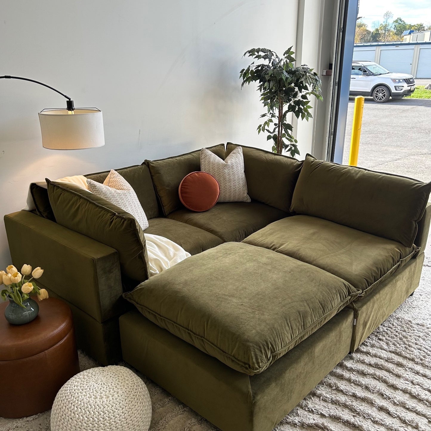 Bellamia Luna Bed Configuration in Green Performance Velvet