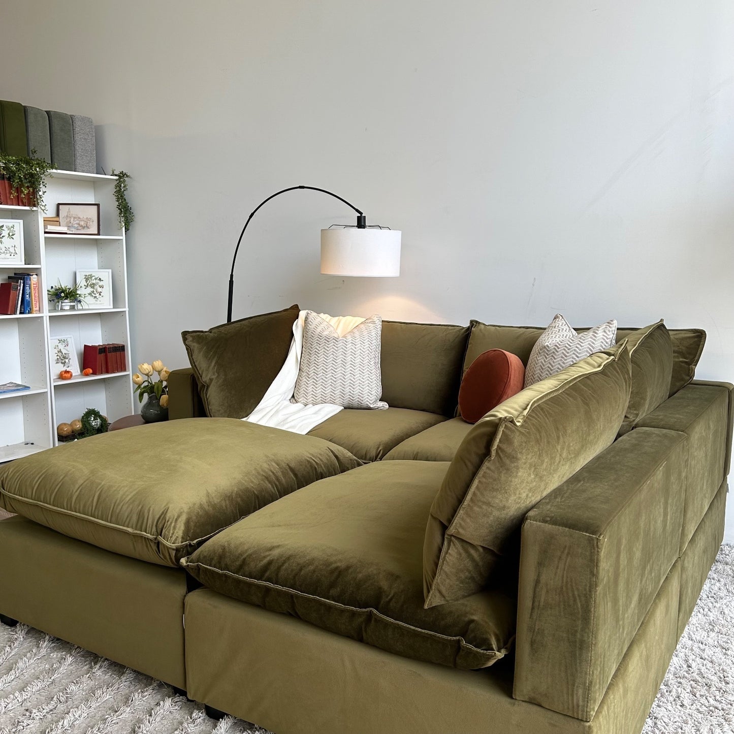 Bellamia Luna Bed Configuration in Green Performance Velvet