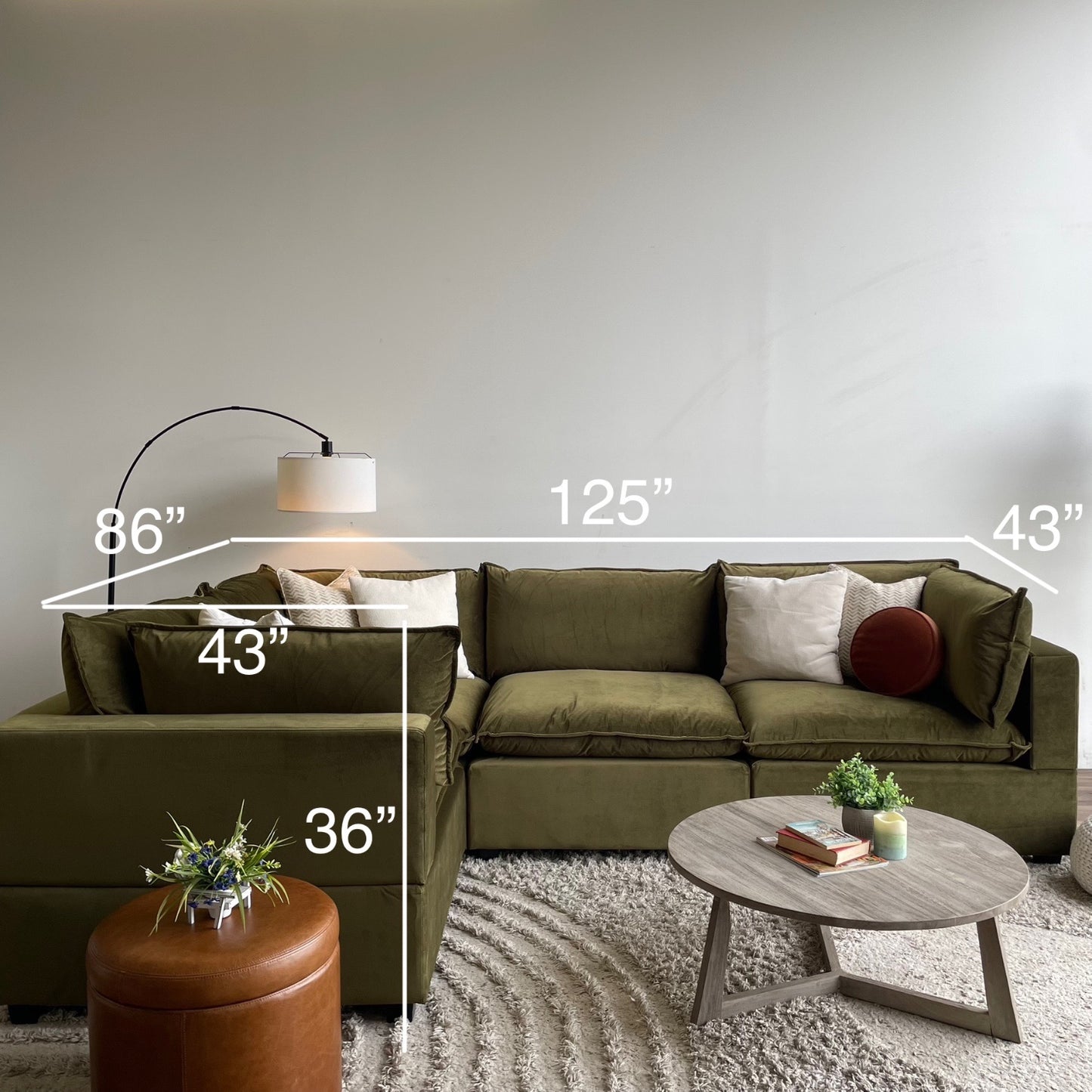 Bellamia Luna L-Shape Enclosed in Green Performance Velvet