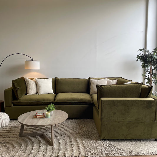 Bellamia Luna L-Shape Enclosed in Green Performance Velvet