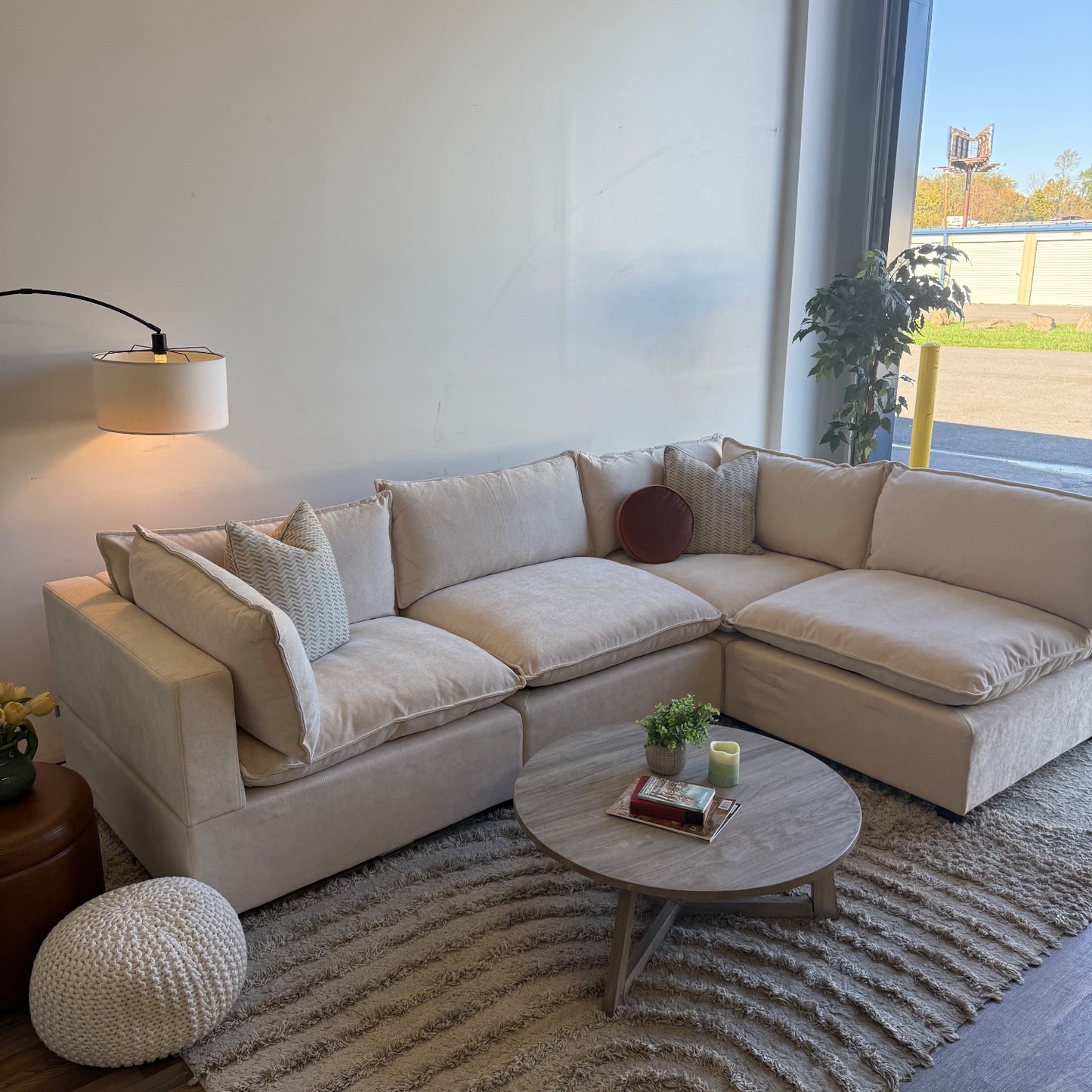 Bellamia Luna L-Shape in Cream Performance Chenille