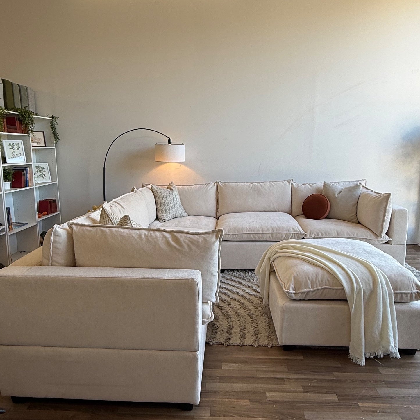 Bellamia Luna Corner Sectional + Ottoman in Green Performance Velvet