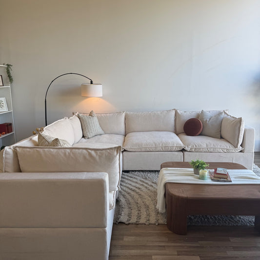 Bellamia Luna Corner Sectional in Cream Performance Chenille