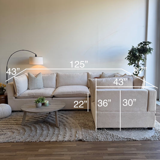 Bellamia Luna L-Shape Enclosed in Cream Performance Chenille