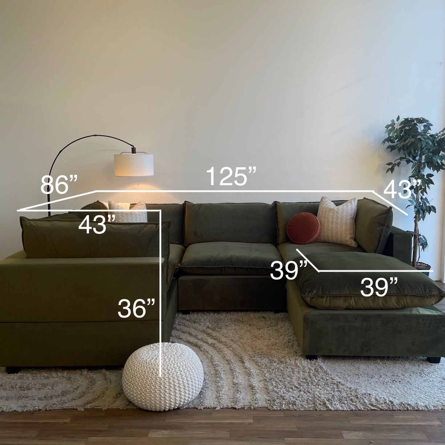 Bellamia Luna L-Shape Enclosed in Green Performance Velvet