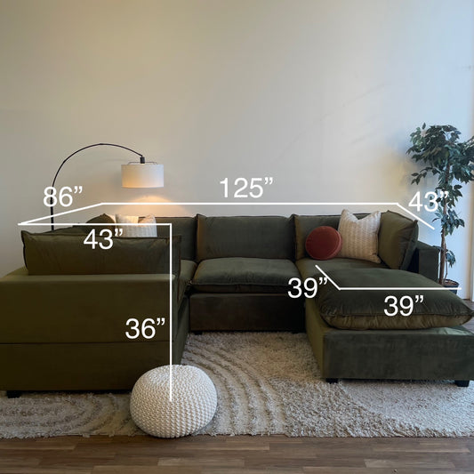 Bellamia Luna L-Shape Enclosed in Green Performance Velvet