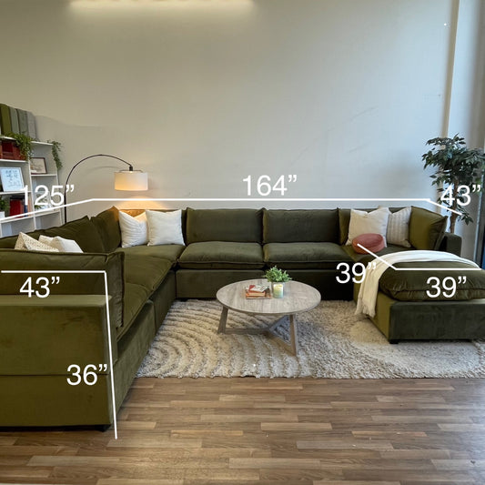 Bellamia Luna Grand Corner in Green Performance Velvet