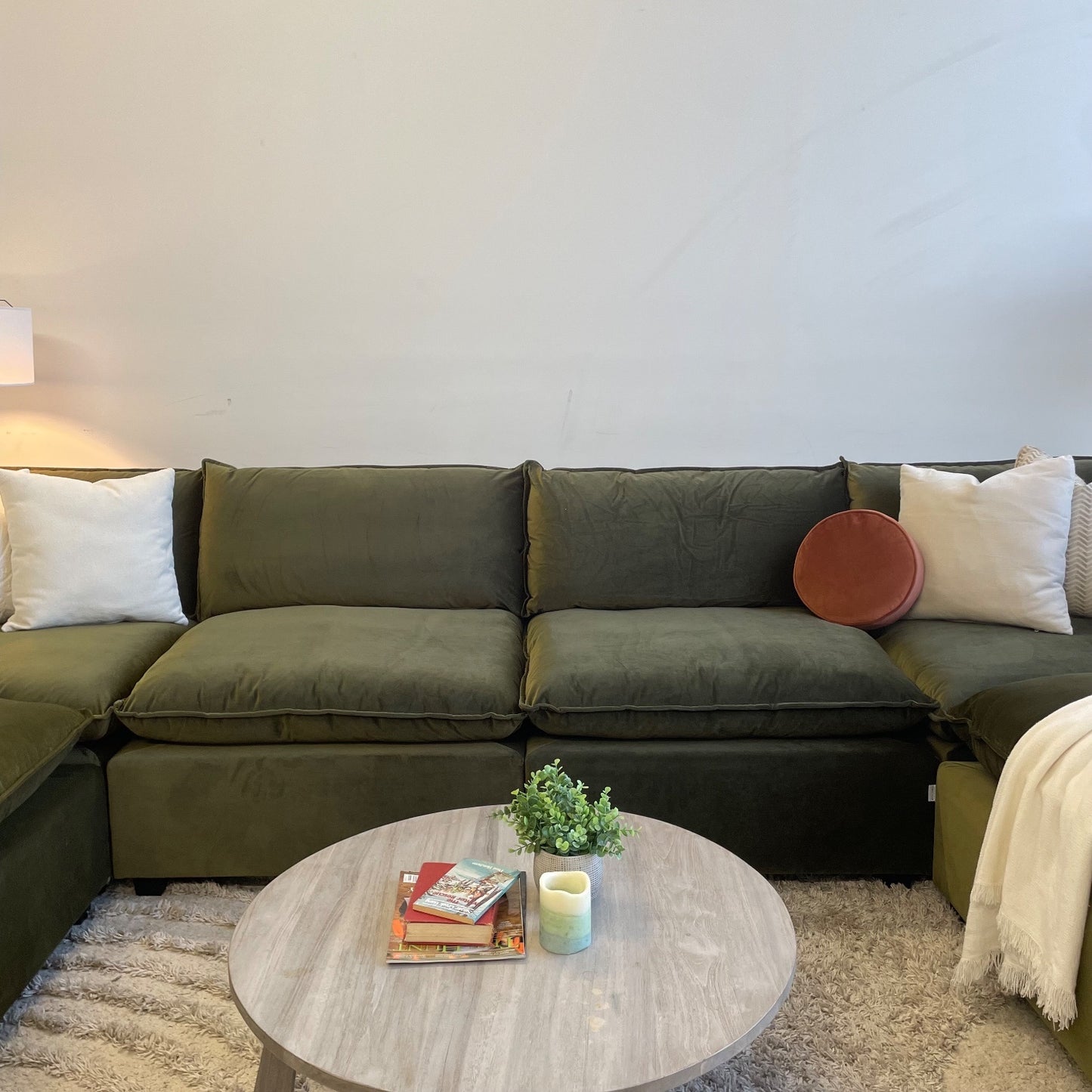 Bellamia Luna Grand Corner in Green Performance Velvet