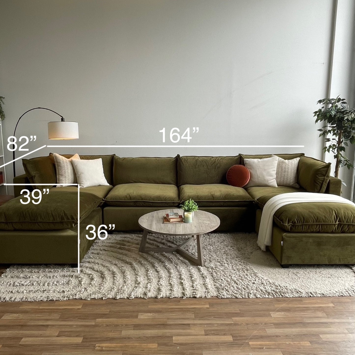 Bellamia Luna Double Chaise in Green Performance Velvet