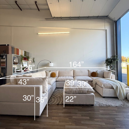 Bellamia Luna Grand Corner + Ottoman in Cream Performance Chenille