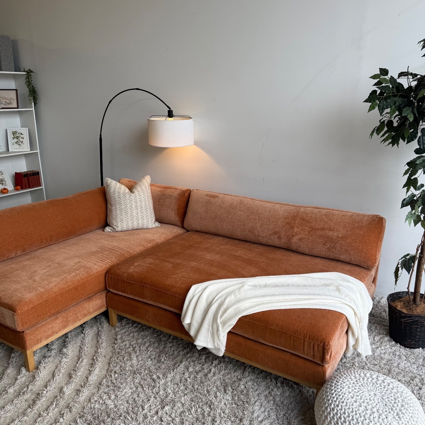 Interior Define Jasper Chaise 2-piece Sectional in Auburn Performance Vintage Velvet