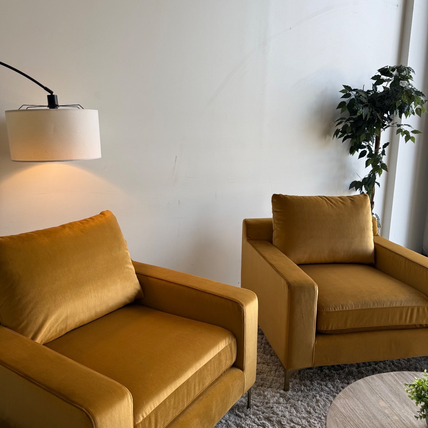 Interior Define Sloan Matching Set Of Accent Chairs in Marigold Performance Velvet