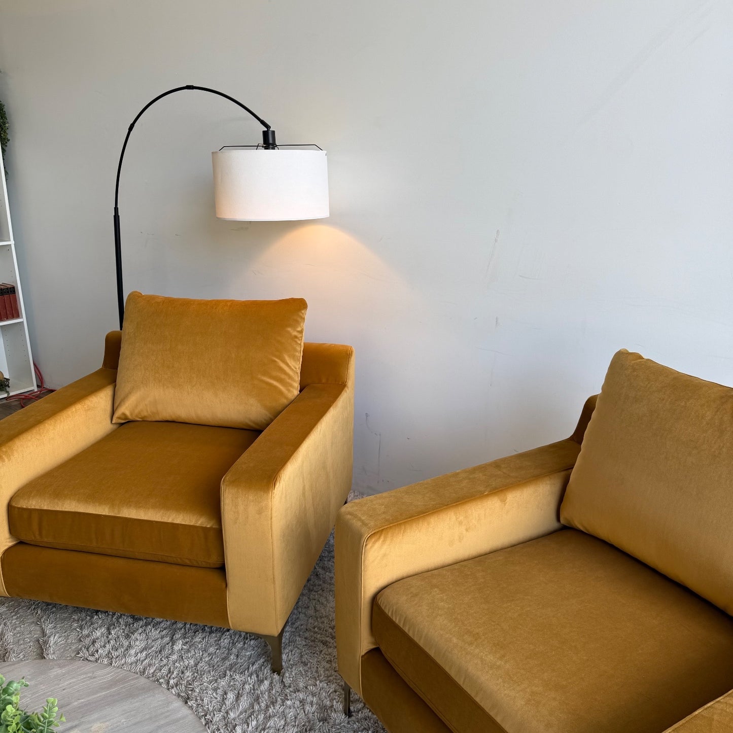 Interior Define Sloan Matching Set Of Accent Chairs in Marigold Performance Velvet
