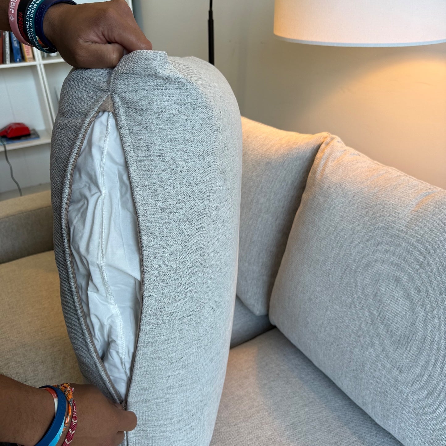 Interior Define Sloan 4-Seat Chaise Sectional in Cement Performance Chenille